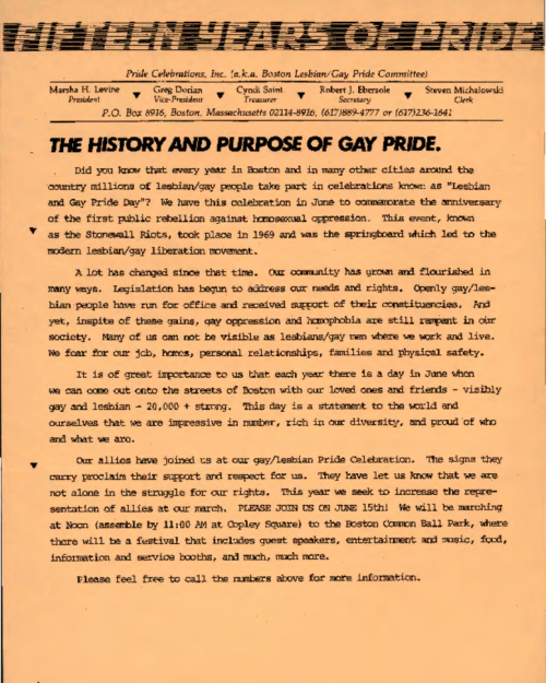 Fifteen Years of Pride: The History and Purpose of Pride