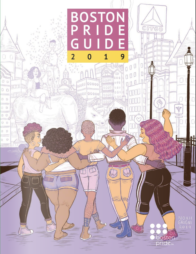 Cover of the Boston Pride Guide 2019, Vol. 5 - Looking Back, Loving Forward