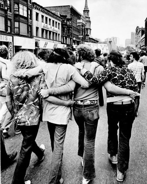 Marchers at a gay pride parade in Boston in June 1972. Photo Credit: George Rizer/Globle Staff/File/Boston Globe