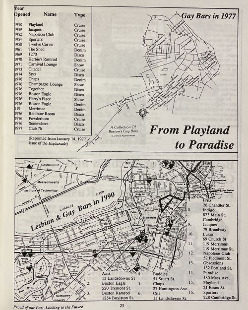 Two maps showing the Gay Bars in 1977 and Gay bars in 1990. Courtesy of The History Project